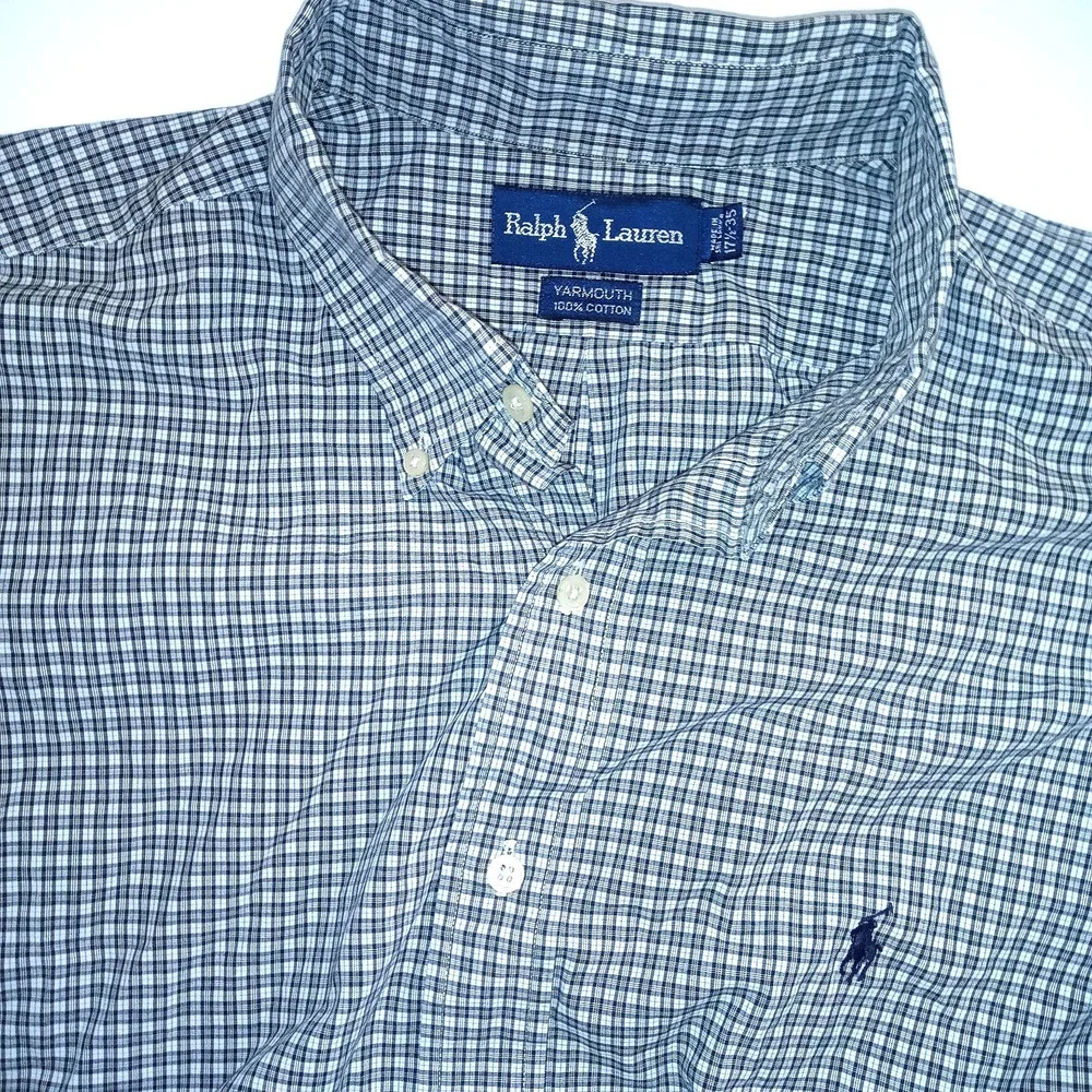 Polo Ralph Lauren Dress Shirt Yarmouth Plaid Mens Size 17 34/35 XL Preppy